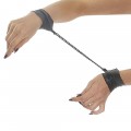 Amazing leather handcuffs with black chain