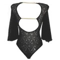 lace bodysuit with wide sleeves and chains at the back by manufacturer afil