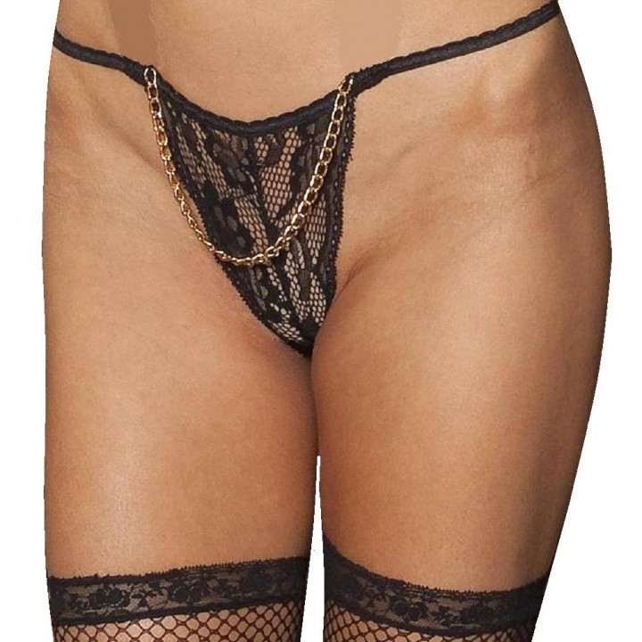 Very sexy lace thong with chain front in many colors 