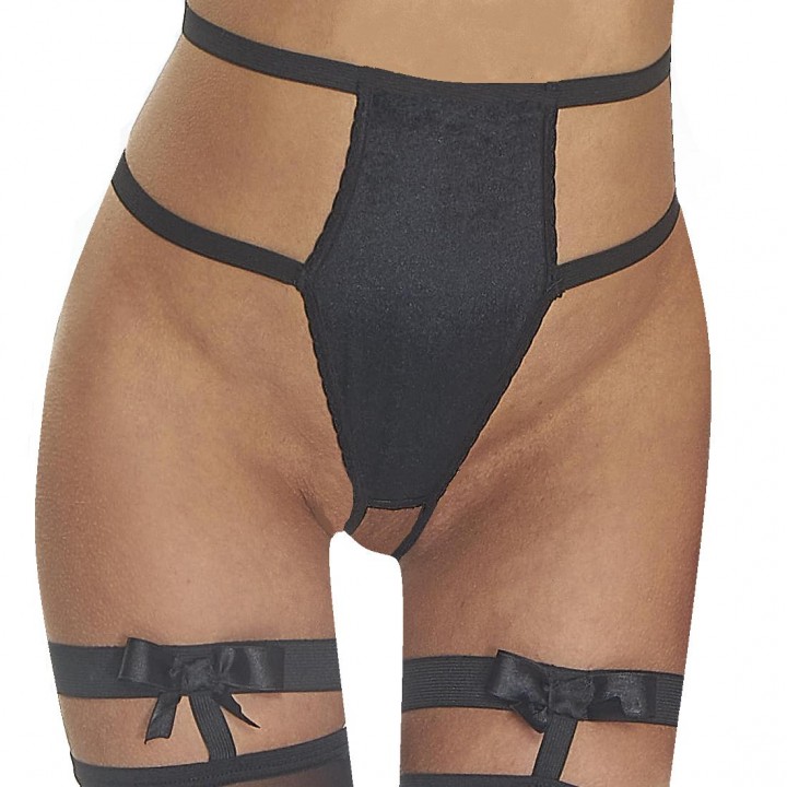 thong with opening and straps in fantastic design 