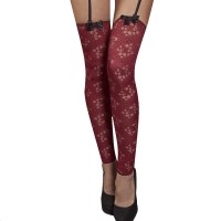 sexy bordeaux lace stockings with bows in perfect design 
