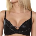 push up vinyl sexy bra with chains in fantastic design 