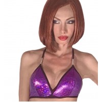 Metallic triangle bra with chains in fantastic colours 