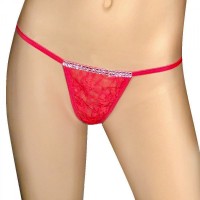 Thong with rhinestones at the front in many colors 