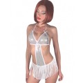Sequin sexy teddy with fringes in fantastic design 