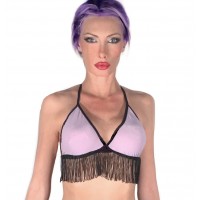 Muslin triangle bra with fringes 