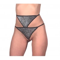 High waisted lurex thong with chain 