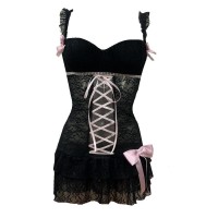 Corset with bows and ruffles 