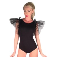 lycra bodysuit with tulle sleeves in fantastic design and sizes for all 