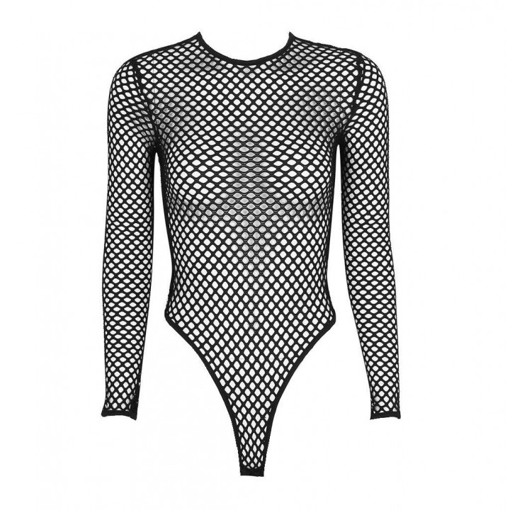 Transparent bodysuit with sleeves in fantastic design 