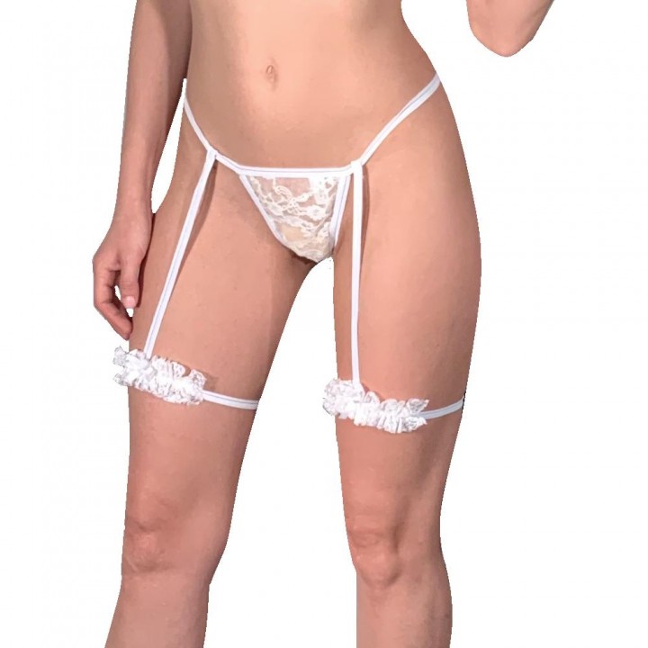 Thong with ruffled garters in very unusual design by afil