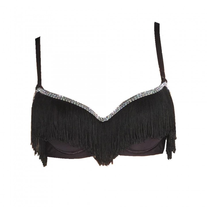 push up sexy bra with fringes and rhinestones in fantastic design 