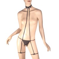 choker with open thong and garters in fantastic design 
