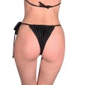 gathered panty swimwear with chain and black laces